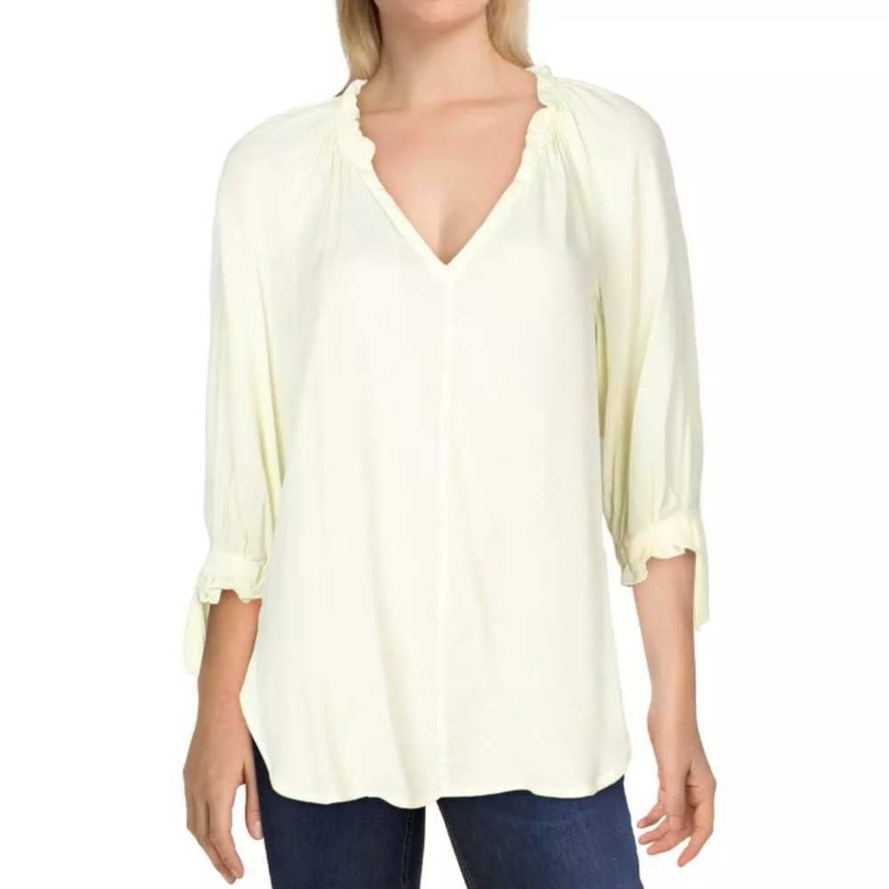 Habitual Nina Boho Ruffled Peasant Pear Sorbet Yellow Top Size XS NEW